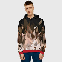 Толстовка-худи мужская Abstract mosaic pattern brown and black, цвет: 3D-красный — фото 2