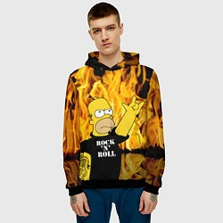 Толстовка-худи мужская Homer Simpson - Rock n Roll!, цвет: 3D-черный — фото 2