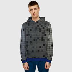 Толстовка-худи мужская Пиксельный объёмный паттерн, цвет: 3D-синий — фото 2