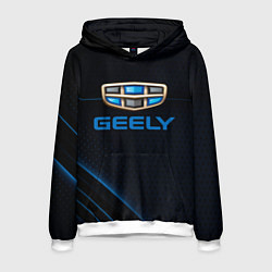Толстовка-худи мужская Geely Абстракция карбон, цвет: 3D-белый