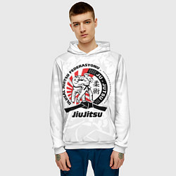 Толстовка-худи мужская Jiujitsu emblem Джиу-джитсу, цвет: 3D-белый — фото 2