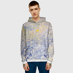 Толстовка-худи мужская Абстрактное множество мазков серой краски, цвет: 3D-белый — фото 2