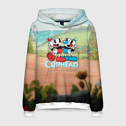 Толстовка-худи мужская Cuphead природа, цвет: 3D-белый