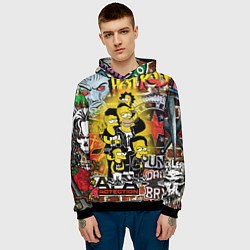 Толстовка-худи мужская Simpsons & Punks not dead! Motto!, цвет: 3D-черный — фото 2