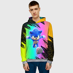 Толстовка-худи мужская Sonic neon, цвет: 3D-меланж — фото 2