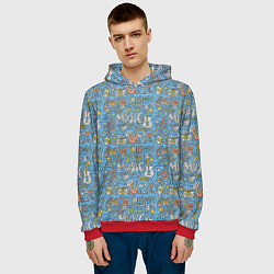 Толстовка-худи мужская Стили музыки, цвет: 3D-красный — фото 2