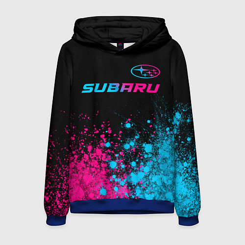 Мужская толстовка Subaru - neon gradient: символ сверху / 3D-Синий – фото 1