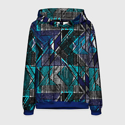 Толстовка-худи мужская Сине - черная гранжевая абстракция, цвет: 3D-синий