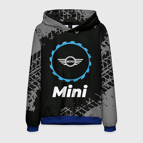 Мужская толстовка Mini в стиле Top Gear со следами шин на фоне / 3D-Синий – фото 1