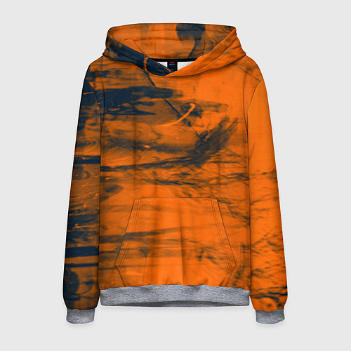 Мужская толстовка Абстрактная оранжевая поверхность и чёрные тени / 3D-Меланж – фото 1