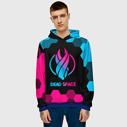 Толстовка-худи мужская Dead Space - neon gradient, цвет: 3D-синий — фото 2