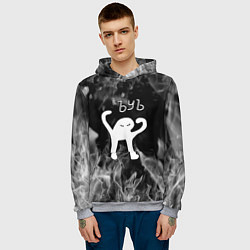 Толстовка-худи мужская Ъуъ съука - пламя, цвет: 3D-меланж — фото 2