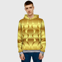 Толстовка-худи мужская Золото абстрактная графика, цвет: 3D-меланж — фото 2