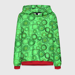 Толстовка-худи мужская Ярко-зеленый неоновый абстрактный узор, цвет: 3D-красный