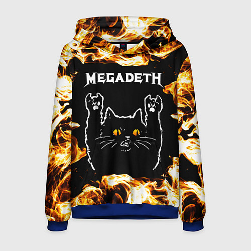 Мужская толстовка Megadeth рок кот и огонь / 3D-Синий – фото 1