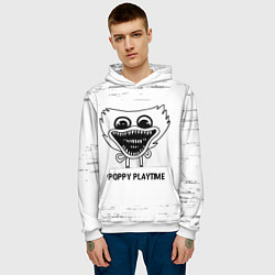 Толстовка-худи мужская Poppy Playtime glitch на светлом фоне, цвет: 3D-белый — фото 2