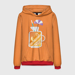 Толстовка-худи мужская Апельсиновый сок - Оранжевая версия, цвет: 3D-красный