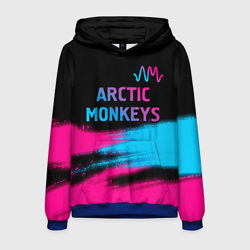 Мужская толстовка Arctic Monkeys - neon gradient: символ сверху / 3D-Синий – фото 1