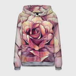 Толстовка-худи мужская Крупная роза маслом, цвет: 3D-меланж