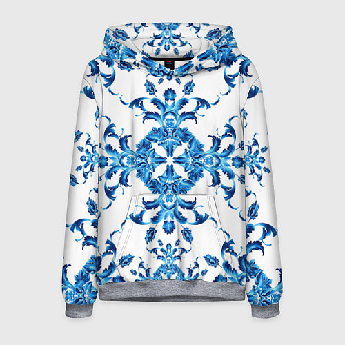 Мужская толстовка Гжель синий узор / 3D-Меланж – фото 1