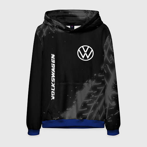 Мужская толстовка Volkswagen speed на темном фоне со следами шин: на / 3D-Синий – фото 1
