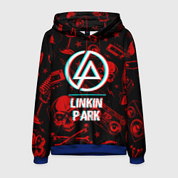 Толстовка-худи мужская Linkin Park rock glitch, цвет: 3D-синий