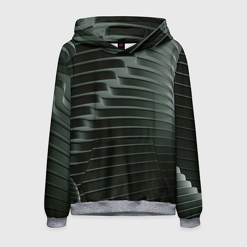 Мужская толстовка Наноброня - чёрные волнообразные пластины / 3D-Меланж – фото 1