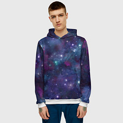 Толстовка-худи мужская Бесконечность звездного неба, цвет: 3D-белый — фото 2