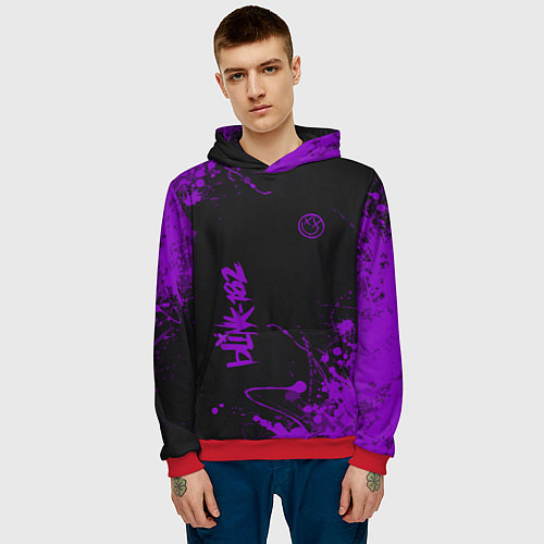 Мужская толстовка Blink 182 фиолетовые брызги / 3D-Красный – фото 3