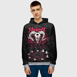 Толстовка-худи мужская Slipknot - goat skull, цвет: 3D-меланж — фото 2