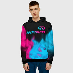 Толстовка-худи мужская Infiniti - neon gradient: символ сверху, цвет: 3D-черный — фото 2