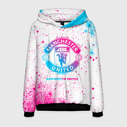 Толстовка-худи мужская Manchester United neon gradient style, цвет: 3D-черный