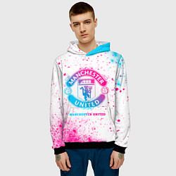 Толстовка-худи мужская Manchester United neon gradient style, цвет: 3D-черный — фото 2