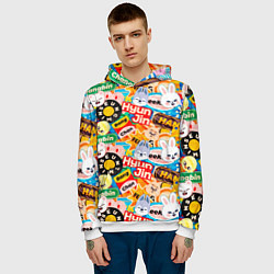 Толстовка-худи мужская Skzoo stickers characters, цвет: 3D-белый — фото 2