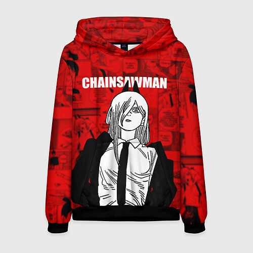 Мужская толстовка Пауэр - Человек бензопила - Манга / 3D-Черный – фото 1