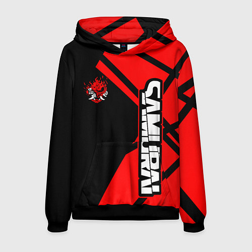 Мужская толстовка Cyberpunk 2077 - Надпись Samurai / 3D-Черный – фото 1