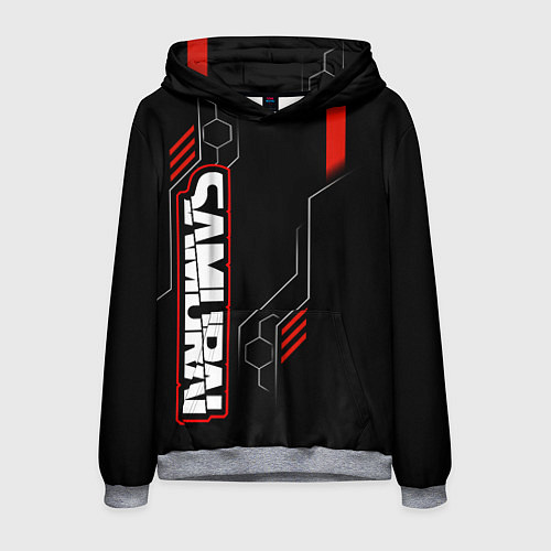 Мужская толстовка Samurai - Красный техно - Киберпанк / 3D-Меланж – фото 1