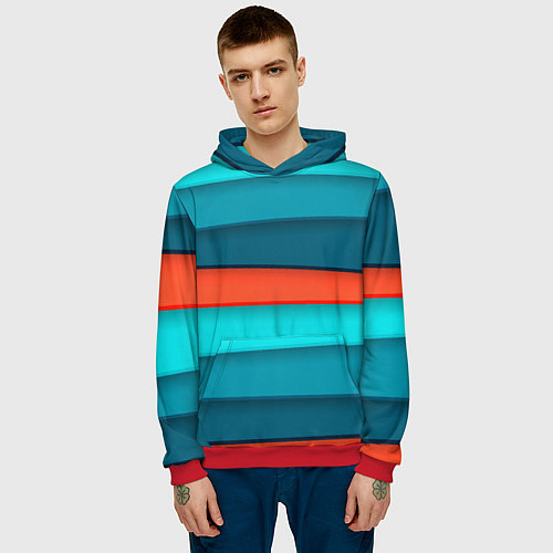 Мужская толстовка Геометрические непараллельные пластины / 3D-Красный – фото 3