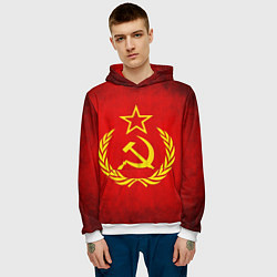 Толстовка-худи мужская СССР - старый флаг, цвет: 3D-белый — фото 2