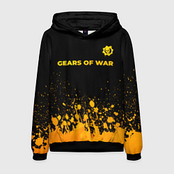 Толстовка-худи мужская Gears of War - gold gradient: символ сверху, цвет: 3D-черный