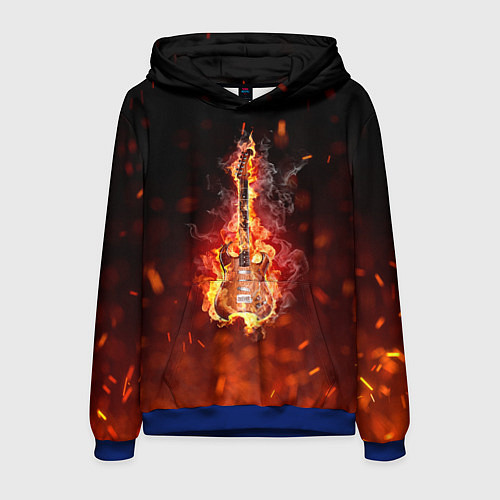 Мужская толстовка Гитара - пламя / 3D-Синий – фото 1
