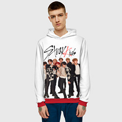Толстовка-худи мужская Stray Kids white background, цвет: 3D-красный — фото 2