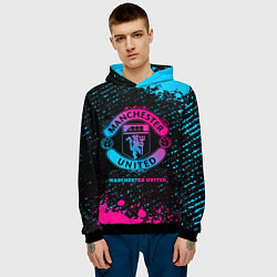 Толстовка-худи мужская Manchester United - neon gradient, цвет: 3D-черный — фото 2