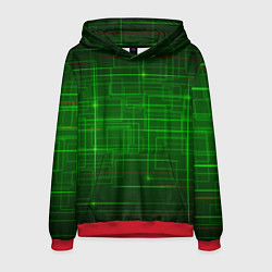 Толстовка-худи мужская Нейросеть - текстура, цвет: 3D-красный