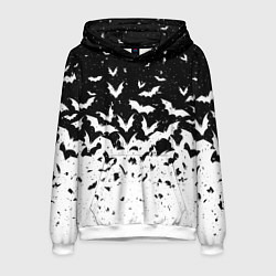 Толстовка-худи мужская Black and white bat pattern, цвет: 3D-белый