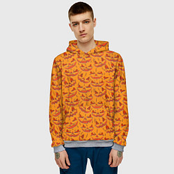 Толстовка-худи мужская Halloween Pumpkin Pattern, цвет: 3D-меланж — фото 2