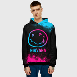 Толстовка-худи мужская Nirvana - neon gradient, цвет: 3D-черный — фото 2
