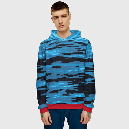 Мужская толстовка Волны Камуфляж / 3D-Красный – фото 3