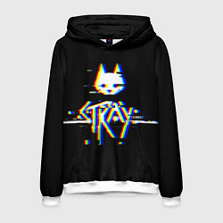 Толстовка-худи мужская Stray glitch logo, цвет: 3D-белый