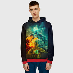 Толстовка-худи мужская 4 элемента - природные стихии, цвет: 3D-красный — фото 2